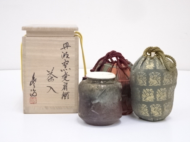市野豊治作 白丹波 箆目 水指 共箱 共布 略歴付 茶道具 【公式